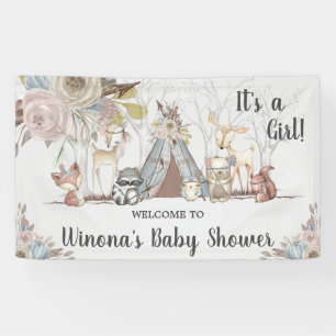 Banderoles Chic Tribal Woodland Animaux Baby shower Contexte