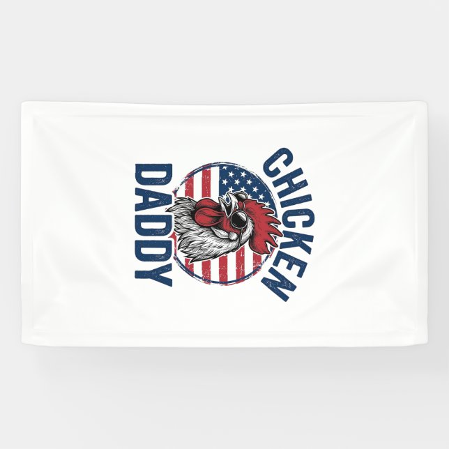 Banderoles Chicken Daddy Rooster Vintage Patriotic Shirt Desi (Horizontal)