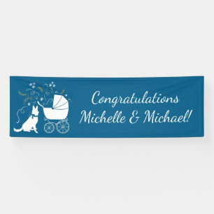 Banderoles Chien allemand Baby shower bleu garçon