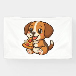 Banderoles Chien beagle mignon pizza amateurs de pizza dessin