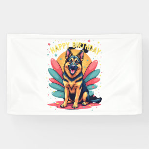 Banderoles Chien Berger Allemand Joyeux Anniversaire Fête She