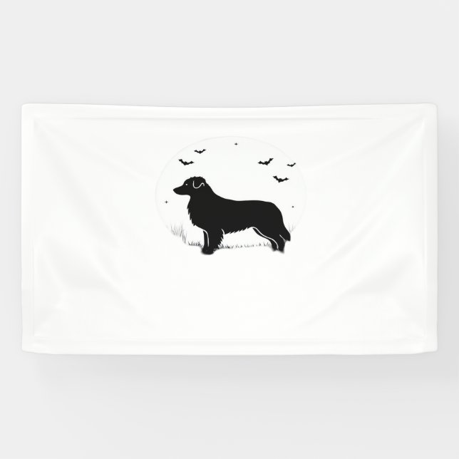 Banderoles Chien berger australien - Halloween Moon Silhouett (Horizontal)
