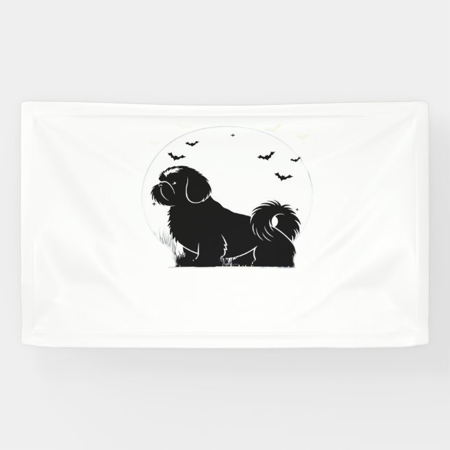 Banderoles Chien Chih Tzu - Silhouette de lune d'Halloween Cl (Horizontal)