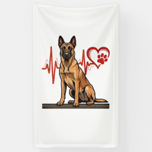Banderoles Chien de berger belge Battement de coeur Patte Coe