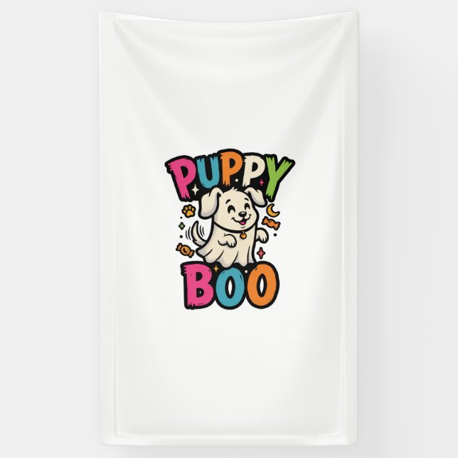 Banderoles Chien de Halloween chiot Boo (Vertical)