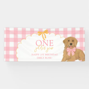 Banderoles Chien de Récupération Rose Un An Anniversaire Gold