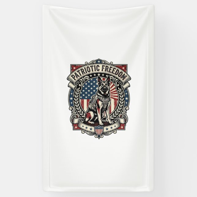 Banderoles Chien de secours patriotique (Vertical)