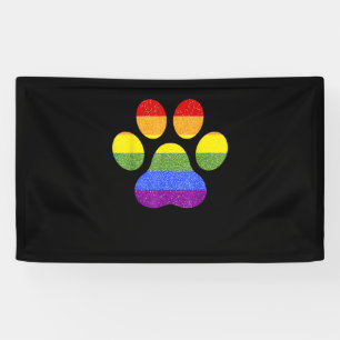Banderoles Chien Empreinte de patte arc-en-ciel Paw LGBT Prid