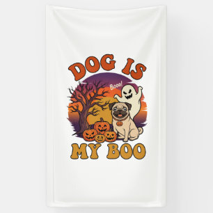 Banderoles Chien Est Boo Halloween Pug Fantôme Citrouilles_1