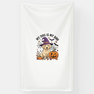 Banderoles Chien est Boo Halloween Sorcière Chiot Citrouille_