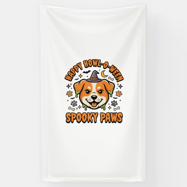 Banderoles Chien Halloween Pattes Effrayantes (Vertical)