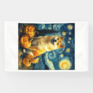 Banderoles Chien Mignon Shiba Inu Halloween Jack O Lantern Ci