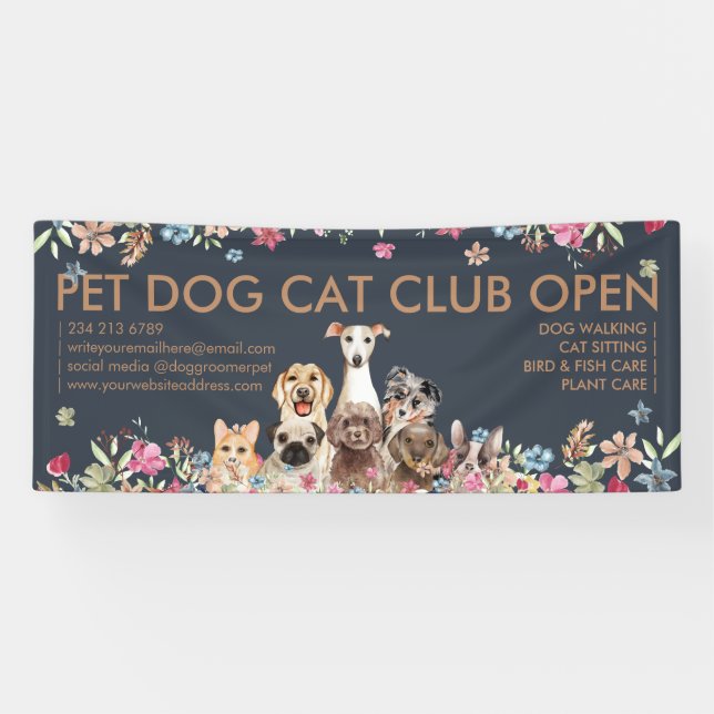 Banderoles Chiens Élevent de mignons chiots dessinés à la mai (Horizontal)