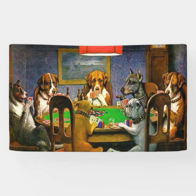 Banderoles Chiens jouant au poker (Horizontal)