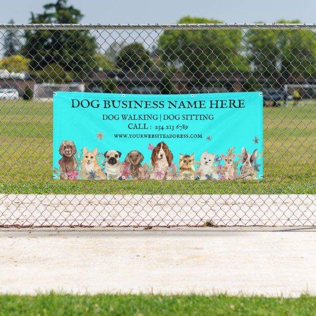 Banderoles Chiens turquoises sur le Groomer Botanique Floral (En situation)