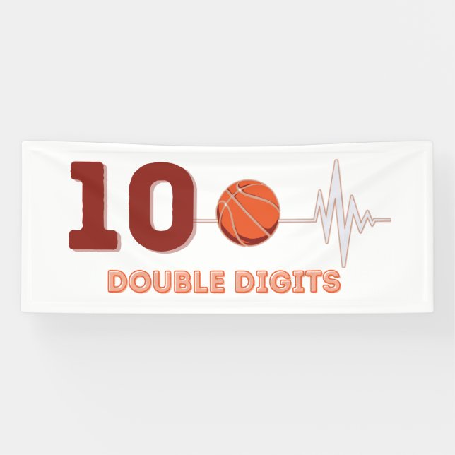 Banderoles Chiffres doubles 10 ans Anniversaire Basketball (Horizontal)