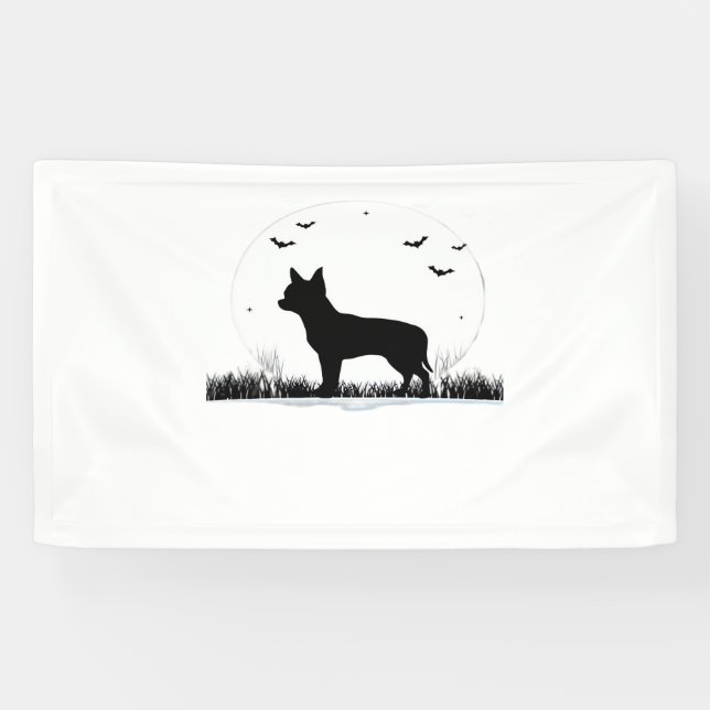 Banderoles Chihuahua Chien - Halloween Moon Silhouette Classi (Horizontal)