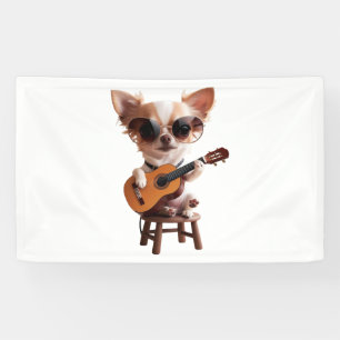 Banderoles chihuahua mignon jouant de la guitare classique de