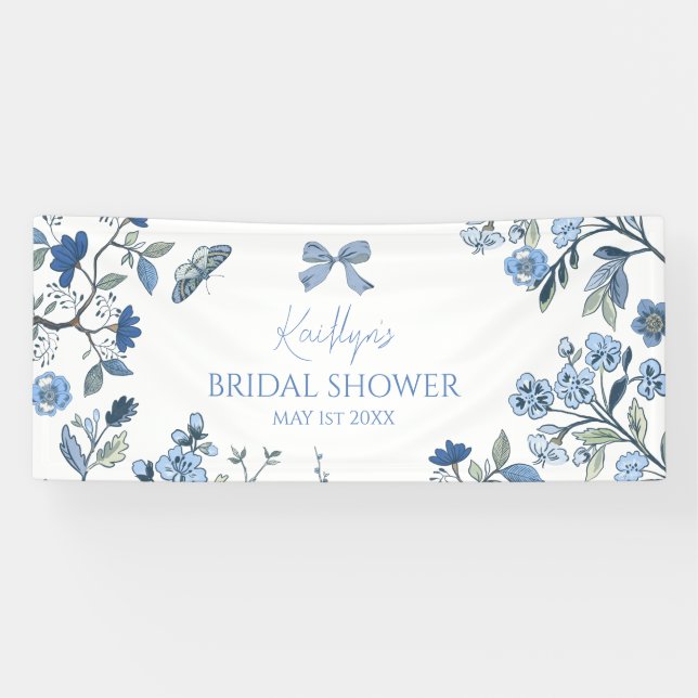 Banderoles Chinoiserie Bleu et Blanc  (Horizontal)
