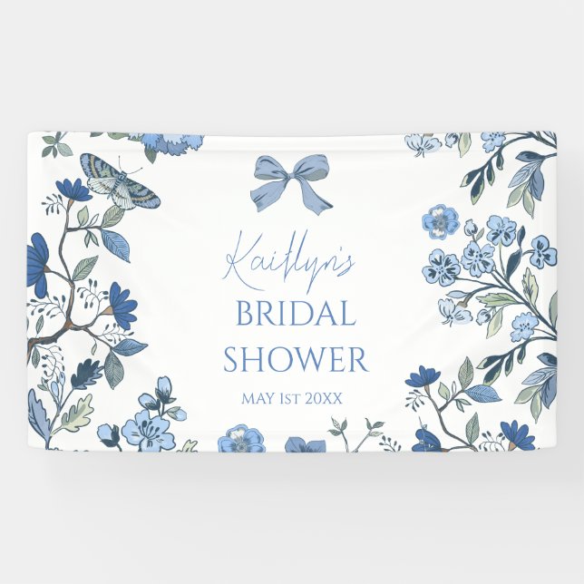 Banderoles Chinoiserie Bleu et Blanc  (Horizontal)