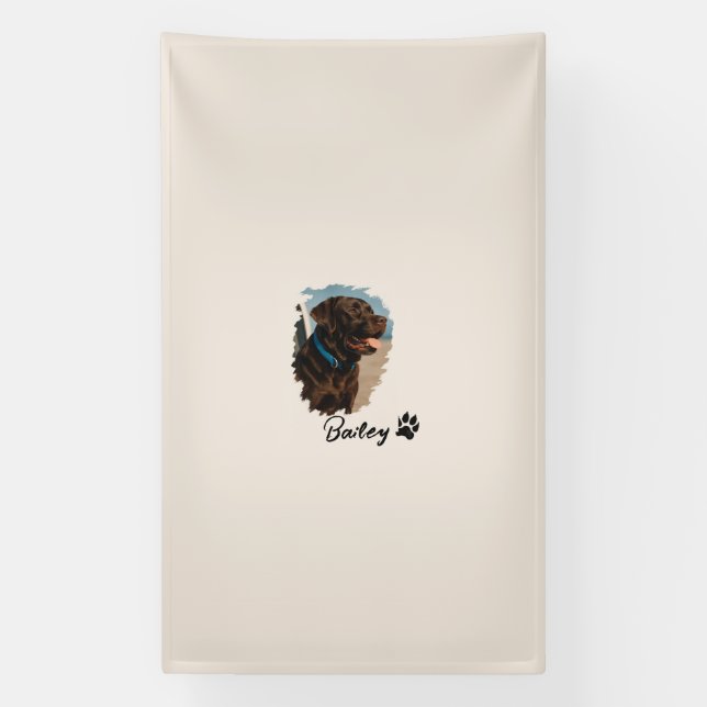 Banderoles Chocolat mignon Labrador Chien - Bailey | Cadeau p (Verticale)