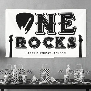 Banderoles Choix de guitare One Rocks 1er anniversaire blanc