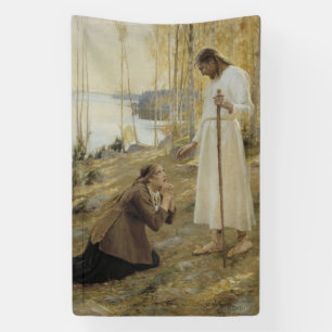 Banderoles Christ et Marie Magdalene dans la campagne finland