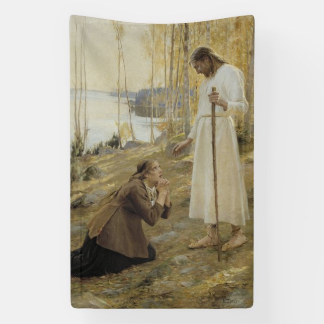 Banderoles Christ et Marie Magdalene dans la campagne finland (Verticale)
