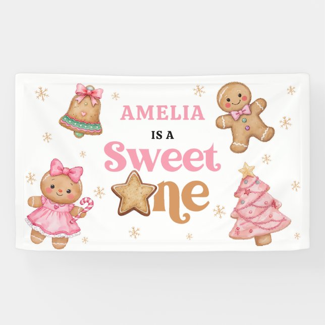 Banderoles Christmas Cookie Sweet One 1st Birthday Party (Horizontal)