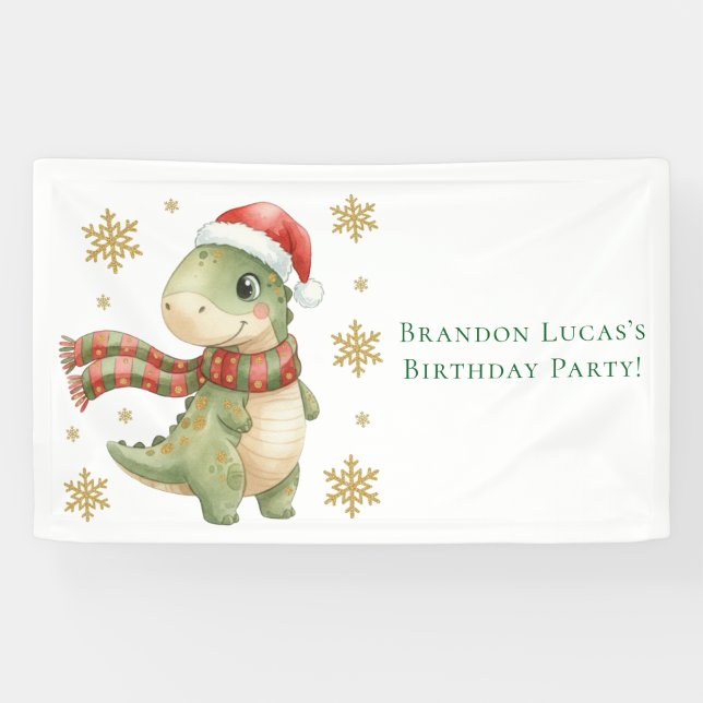 Banderoles Christmas Dinosaur Birthday Party (Horizontal)