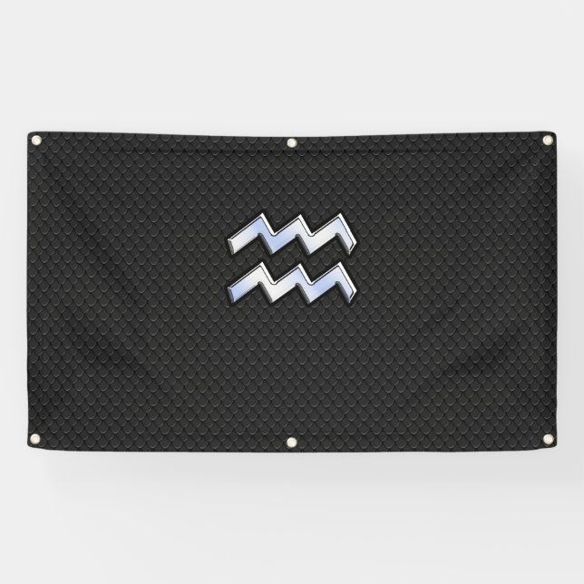 Banderoles Chrome comme Aquarius Zodiac dans la peau de serpe (Horizontal)