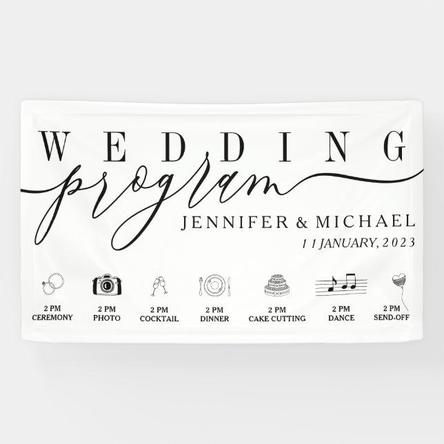 Banderoles Chronologie du programme de la fête de mariage ave (Horizontal)