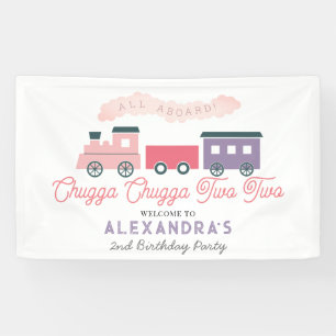 Banderoles Chugga Chugga Deux Train Rose Girl 2e Anniversaire
