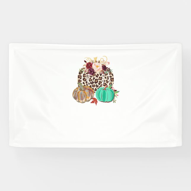 Banderoles Chute Leopard Cheetah Citrouille Rustique Hallowee (Horizontal)