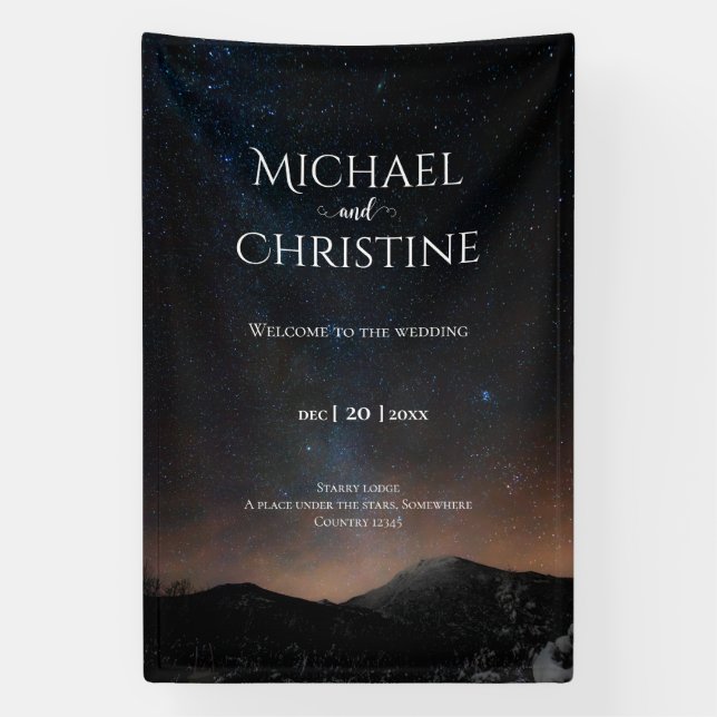 Banderoles Ciel nocturne mariage sous les étoiles (Verticale)