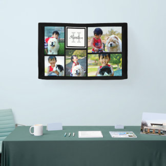Banderoles Cinq Collage photo Coussin de monogramme personnal