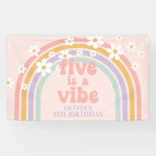 Banderoles Cinq est Vibe Pastel arc-en-ciel 5e anniversaire