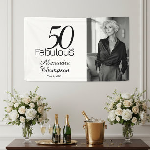Banderoles Cinquante ans et Fabuleux Photo Bold Fête d'annive