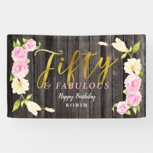 Banderoles Cinquante et anniversaire floral élégant fabuleu