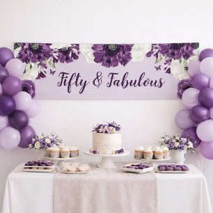 Banderoles Cinquante et Fantastique 50e Anniversaire Fleurs V