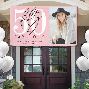 Banderoles Cinquante Fabuleux Rose pour un 50e Anniversaire
