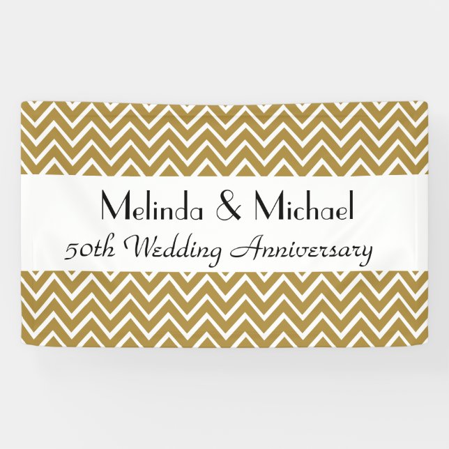 Banderoles cinquantième L'anniversaire de mariage Chevron (Horizontal)