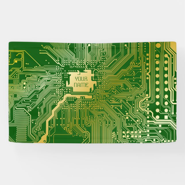 Banderoles Circuit Monogramme Motherboard Electronics Chip Te (Horizontal)