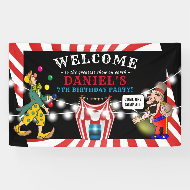Banderoles Cirque Amusant Anniversaire Enfants | Carnaval (Horizontal)