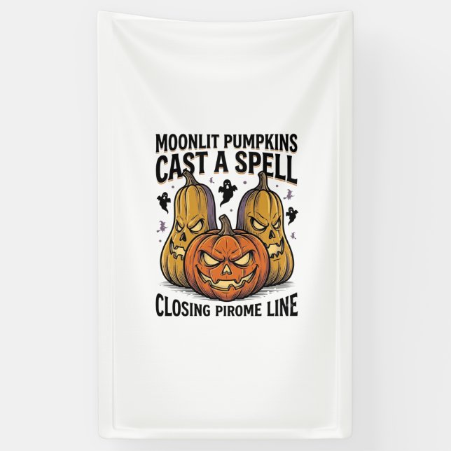 Banderoles Citation de citrouille d'Halloween Jack O Lantern  (Vertical)