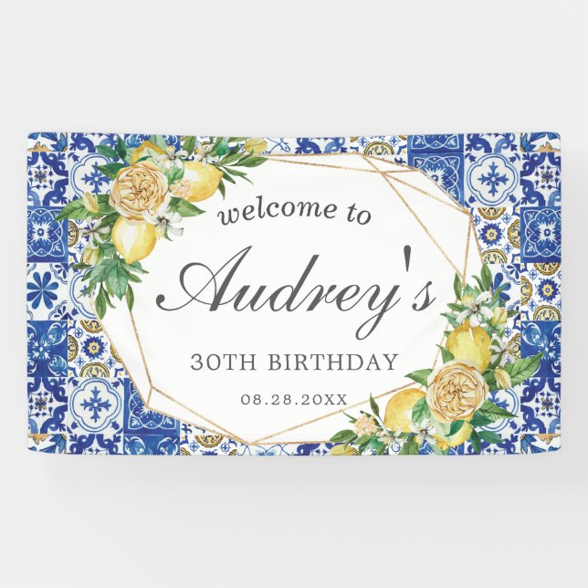 Banderoles Citron Mosaïque méditerranéenne Carreaux de bienve (Horizontal)