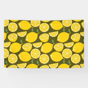 Banderoles Citrons jaunes et motif vert olive : Citrus modern