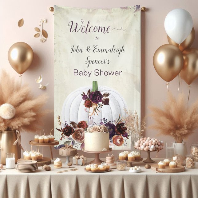 Banderoles Citrouille blanc d'automne Affiche de bienvenue ve (Créateur téléchargé)