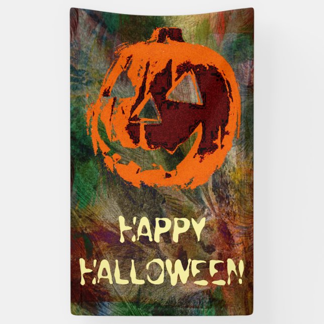 Banderoles Citrouille de Halloween - style grunge + vos idées (Vertical)