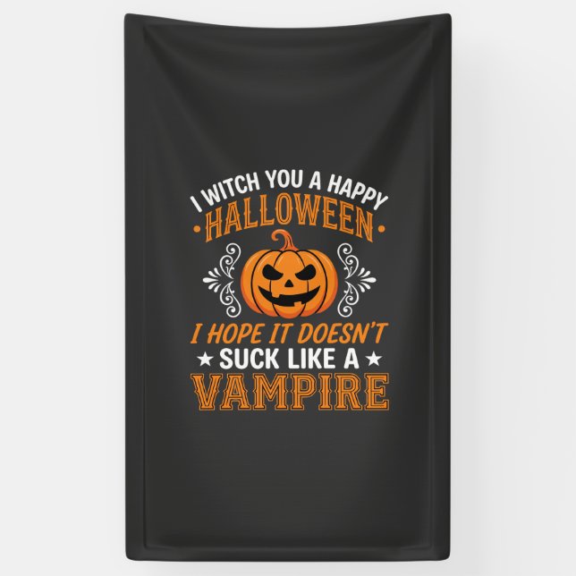 Banderoles Citrouille de vampire drôle d'Halloween (Vertical)
